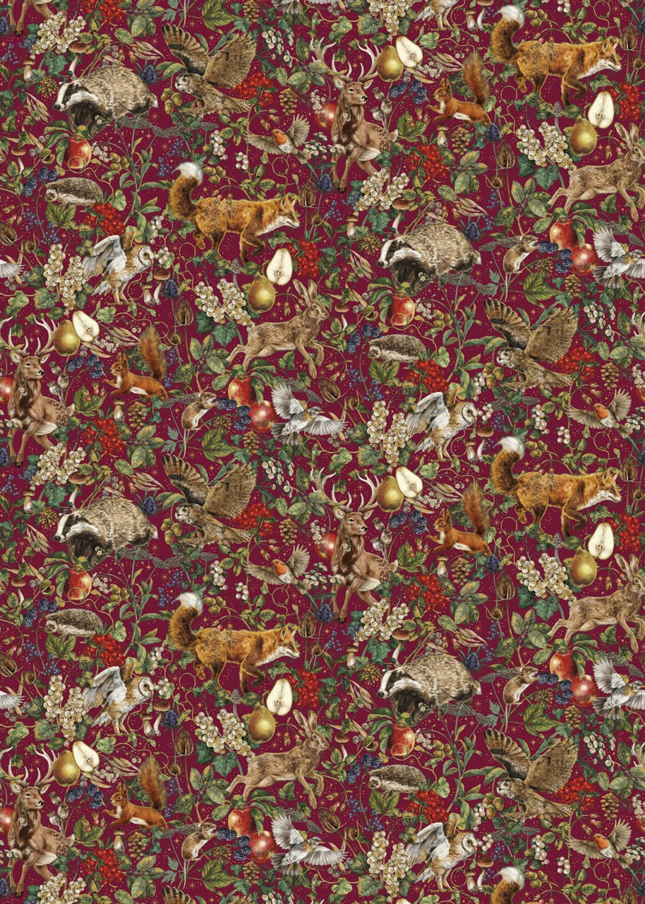 Fable Burgundy Christmas Roll Wrap 3m