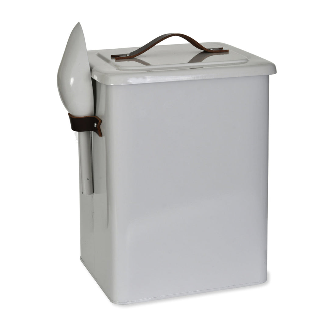 Stowell Pet Bin with Leather Handles - Chalk
