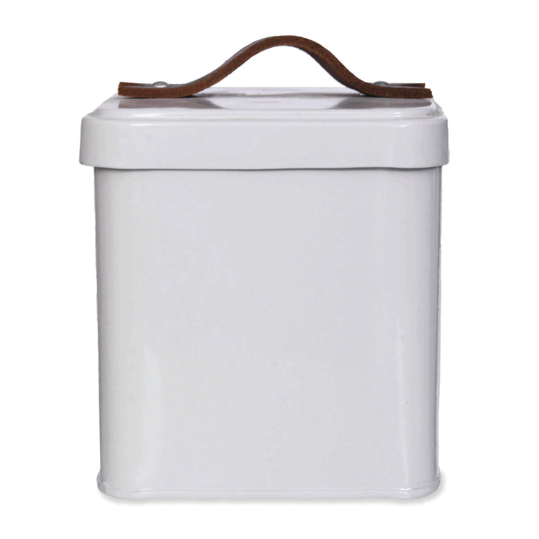 Pet Treat Tin with Leather Handles - Chalk