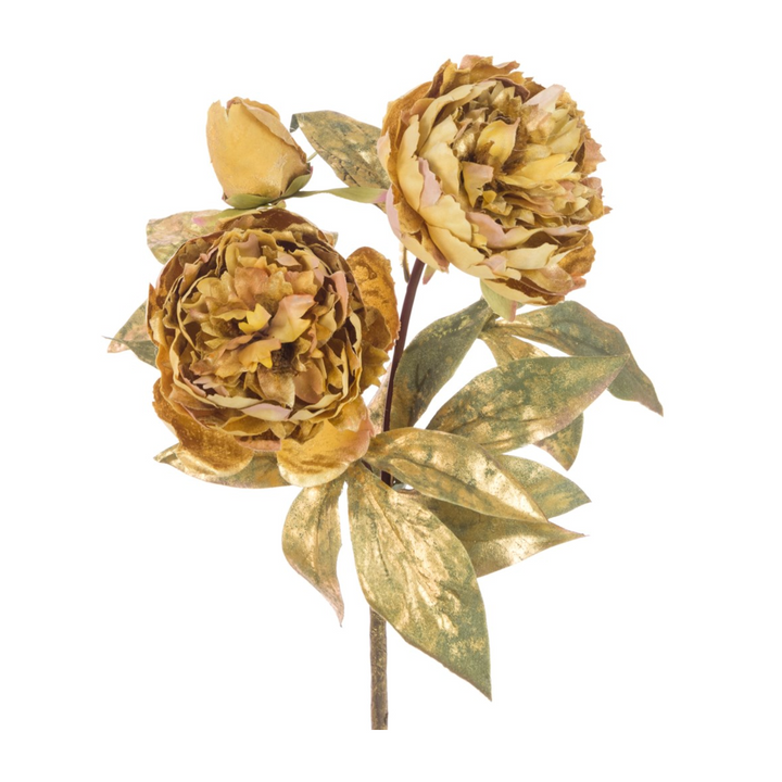 Faux Peony Gilded Stem