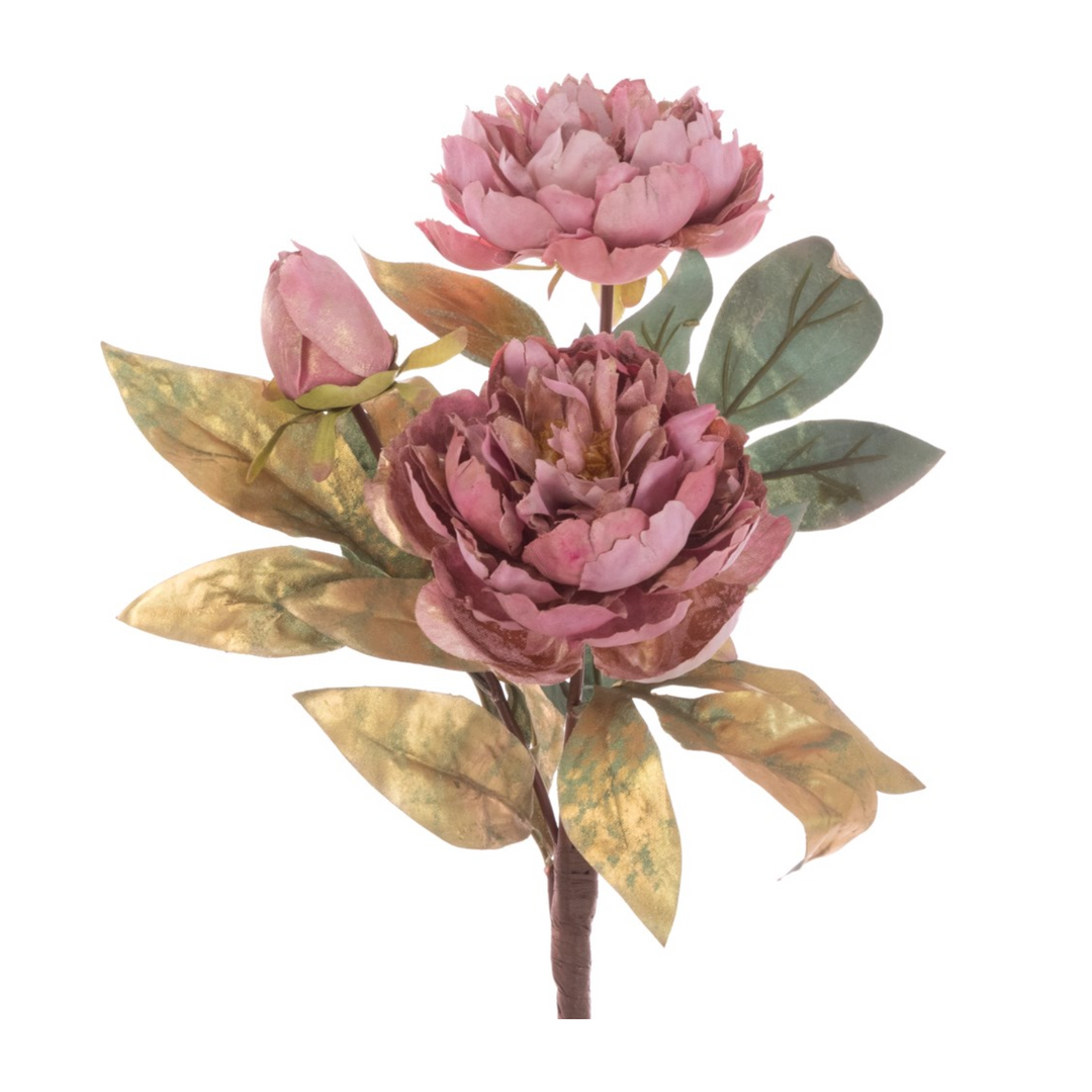 Faux Peony Gilded Stem
